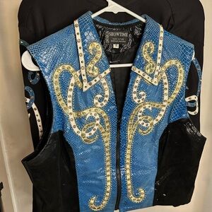 Blue and Black Embellished Vest